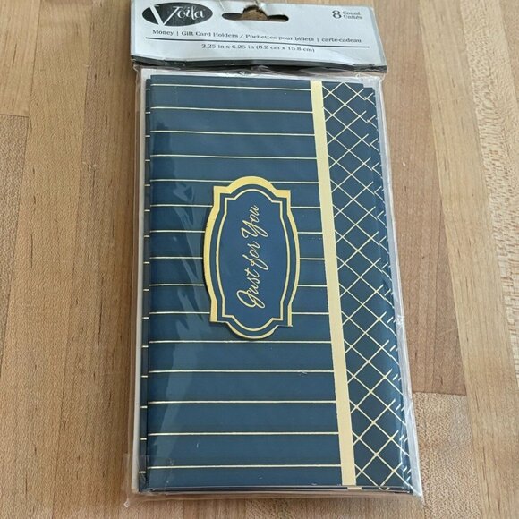 Voila Other - "Just For You" Gift Card Money Holders 8 Cards And Envelopes Teal Blue Gold